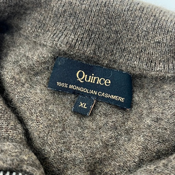 Quince Mongolian Cashmere Quarter Zip Sweater Brown Size XL - Picture 5 of 8